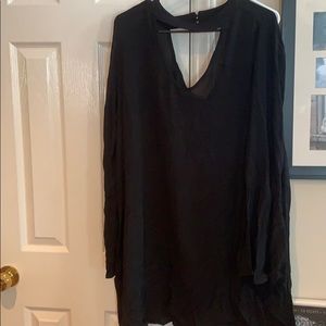 Black V Neck dress with flare sleeves